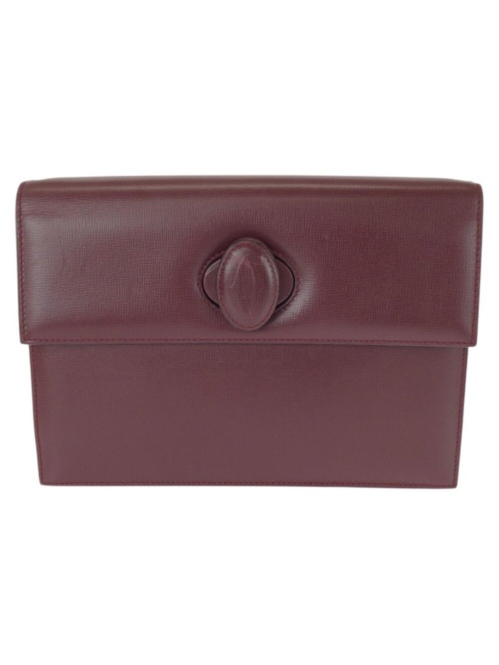 Cartier Vintage Must Line Wine Red Bordeaux Gold Leather Clutch